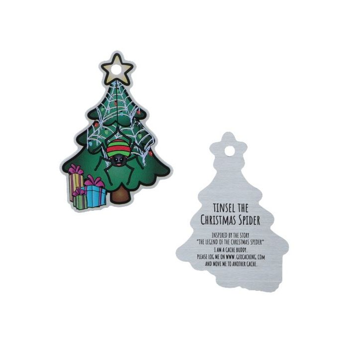 Tinsel the Christmas Spider Cache Buddy Travel Tag Space Coast Geo Store