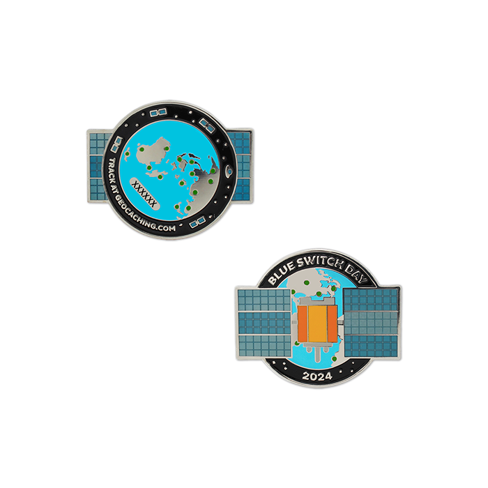 2024 Blue Switch Day Geocoin Space Coast Geo Store