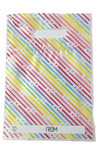 Gift bag with colorful diagonal stripes and 'To' and 'From' .