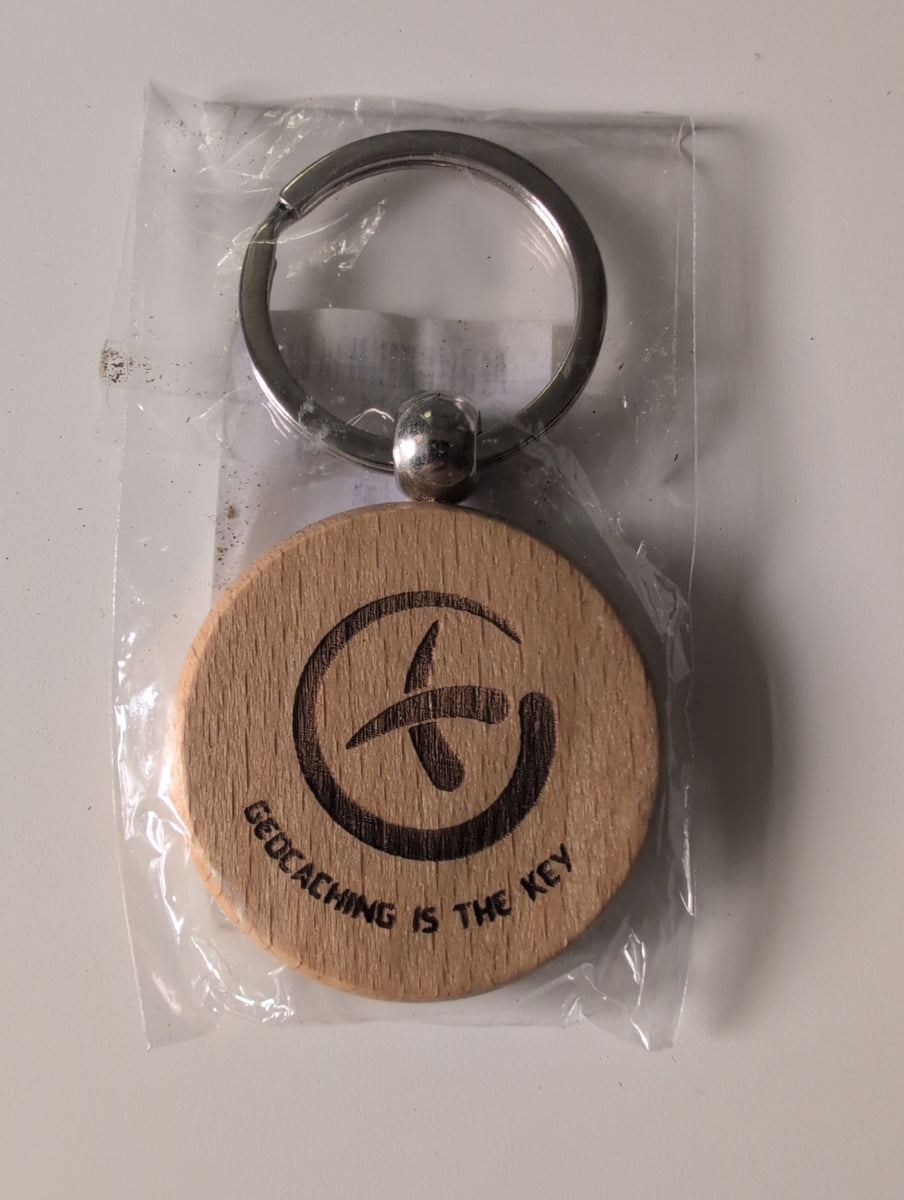 Geocaching is the Key Wooden Keychain – Space Coast Geo Store