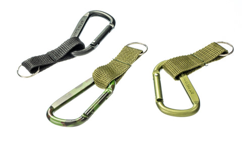 Aluminum Carabiner with Splitring and Strap - Green